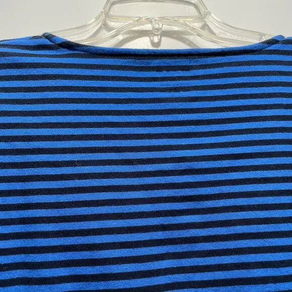 Chico's Top  Blue Striped Ultimate Tee Pima Cotton Side Slit 3/4 Sleeve size M/8 - Picture 7 of 9